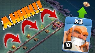 MAX PUSH TRAP OFF THE MAP  Clash of clans  TRAPS Vs GIANTS [upl. by Nyliak]