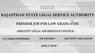 RAJASTHAN STATE LEGAL SERVICE AUTHORITY  Law Vacancy for Freshers  Total Post 222  LLB Jobs [upl. by Pulchia]