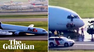 Pilot climbs from window after Boeing cargo plane crash lands at Istanbul airport [upl. by Paxon478]