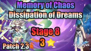 Dissipation of Dreams 8  3 Stars Clear Memory of Chaos  Honkai Star Rail 23 [upl. by Eustis]