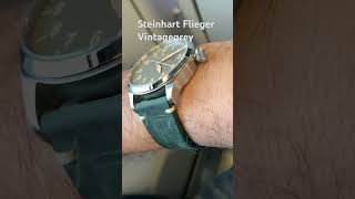 Steinhart Flieger Vintagegrey on green Leatherstrap [upl. by Auqemahs501]