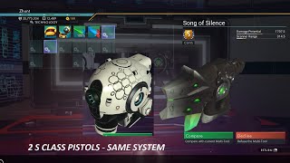 No Mans Sky  Black S Class Alien Pistol With Green Crystal amp White S Class Experimental Pistol [upl. by Etnad]