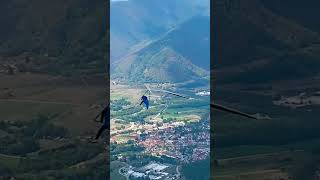 Smooth start of hangglider at Kobala Tolmin in Slovenia 🥳 adventure nature travel hanggliding [upl. by Gypsy]