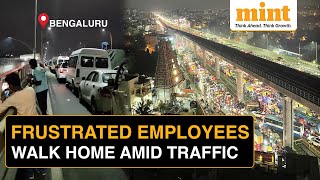 Bengaluru Traffic ‘Frustrated’ Techies Walk Home After Getting Stuck for Hours  Watch [upl. by Colvin830]