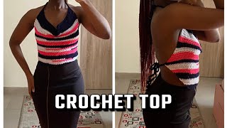 how to crochet COWL Neck Crop Top [upl. by Drusy982]