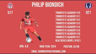 Philip Biondich Oakville Blue Devils U21 L1R Highlight Video [upl. by Ateuqal]