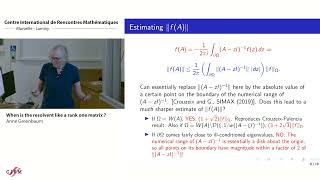 Anne Greenbaum When is the resolvent like a rank one matrix [upl. by Sivia]