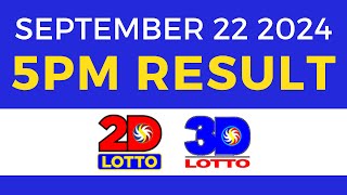 5pm Lotto Result Today September 22 2024  PCSO Swertres Ez2 [upl. by Ojoj]