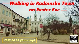 Walking Tour in Radomsko Poland on Easter Eve  Radomsko town in Poland 2023 April [upl. by Selij]