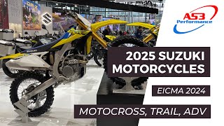 2025 SUZUKI MOTORCYCLES AT EICMA 2024 feat RMZ 250 amp 450 VStrom models and DRZ 400 models [upl. by Dutch]