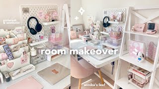 room amp desk makeover 📂🧸 cozy pinterest aesthetic 15min daily makeup back to school qampa etc [upl. by Petie]