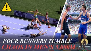 Chaos in Mens 5000m Heat as Four Runners Tumble on Final Straight  Olympics Accident [upl. by Sabella]