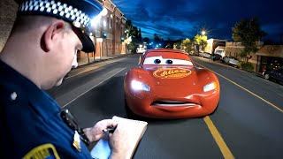 Lightning McQueen amp Friends Busted by Cops in Real Life [upl. by Dnalloh]