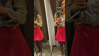 Holdups stockings and vibrant pink mini skirt try on [upl. by Estel871]