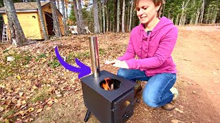 Mini Wood Stove that we BOUGHT off the INTERNET for our TINY CABIN [upl. by Nimajeb51]