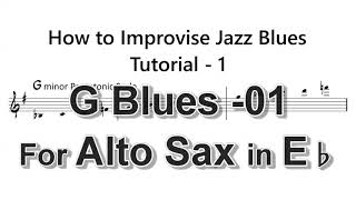 How to Improvise  Bb Blues  Tutorial for Alto Sax 1 minor pentatonic scale [upl. by Buckler]