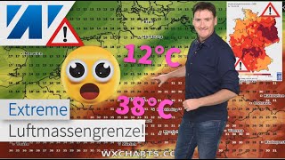 Irre Wetterkarten Extreme Luftmassengrenze über Deutschland Kippts nun doch Richtung Hitzesommer [upl. by Redwine]