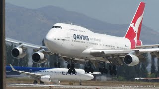 Qantas Boeing 747438 VHOJT sobrevuelo SCEL y aterrizaje en pista 17L [upl. by Sheff]