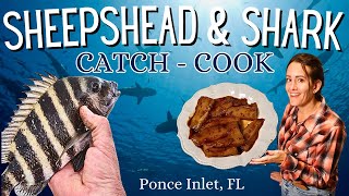 Fishing With Fleas Shark Catch and Cook Florida Saltwater Fishing For Sheepshead [upl. by Harlow]