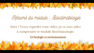 Résumé du module bioclimatologie en Arabe [upl. by Rosamond552]