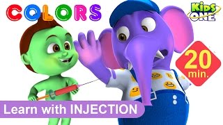 ANIMALS Gets Injections in the Bottom by GREENY KIDDO  Play amp Learn COLORS with Animals  KidsOne [upl. by Truelove]