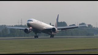 United Airlines Boeing 767400 Smooth Landing on the Polderbaan  Amsterdam Schiphol AMSEHAM [upl. by Noed]