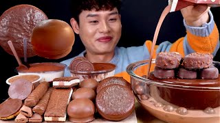 ASMR 달달구리 초코파티 마쉬멜로우 초콜릿 초코파이 트윅스 초코케이크 먹방 Chocolate Party Cake Choco Pie Choco Dessert MuKBang [upl. by Davidde209]