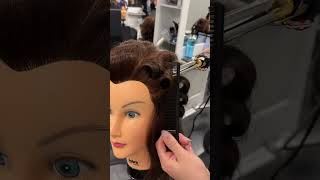 Full head thermal curl marcel curls blowout hairstyle cosmetology hairstyling [upl. by Connors578]