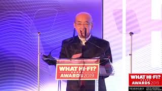 Ken Ishiwata acceptance speech at the What HiFi Awards 2019 [upl. by Adnaerb577]