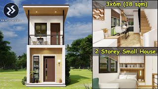 3x6 Meters 2 Storey Small House Design  1 Bedroom House [upl. by Ahswat]