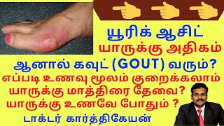 uric acid foods to avoid symptoms treatment to reduce gout attack in tamil  dr karthikeyan  கவுட் [upl. by Petulah530]