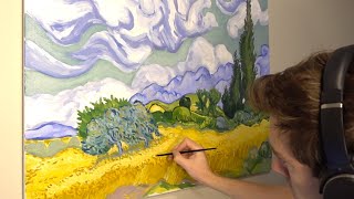 Van Gogh Wheatfield with Cypresses  Oil Painting Study Timelapse [upl. by Gabriella494]