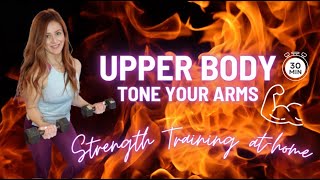 💪 Strength training athome for upper body  Sculpt  tone arms [upl. by Ramahs]