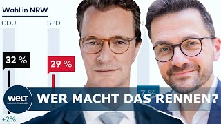 LANDTAGSWAHL NRW Wüst oder Kutschaty Umfragen versprechen ein knappes Rennen [upl. by Iliak749]