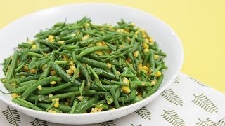 Sautéed haricots verts with fresh corn amp chives [upl. by Arocahs]