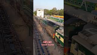 Karachi cantt Railway station pakistanrailways shortvideos geu40locomotive railfanraza [upl. by Hardner]