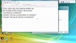 Ad hoc Connection Tutorial computer to computer network Windows Vista [upl. by Ahsinyd]