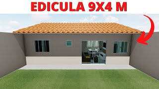 PLANTA DE EDICULA 9x4 METROS  01 QUARTO [upl. by Jaime]