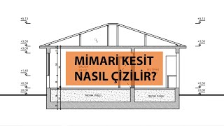 MİMARİ KESİT NASIL ÇİZİLİR  DAHA ÖNCE PLANINI ÇİZDİĞİMİZ TEK KATLI MÜSTAKİL EVİN KESİTİNİ ÇİZDİK [upl. by Scribner371]