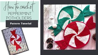 Crochet Christmas Peppermint Potholder pattern [upl. by Cykana567]