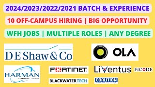 10 Off Campus Hiring  WFH Jobs  202220232024 batch amp Experience  Any Degree [upl. by Garfield]