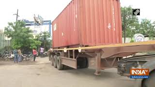 Containers of ammonium nitrate being shifted from Chennai [upl. by Siocnarf]