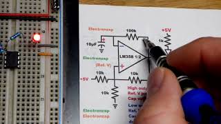 Op Amp Astable Multivibrator flashing LEDs using operational amplifier LM358 [upl. by Cecilio]