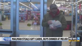 Mailman steals gift cards buys dinner at Meijer [upl. by Babby506]