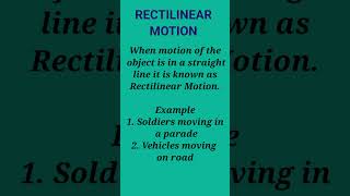 Rectilinear Motion  what is rectilinear motion  motion  type of motion shorts science short [upl. by Retsila]