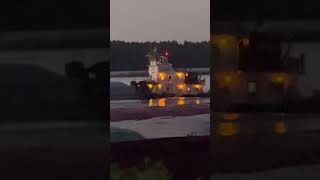 Tugboat sails under Huey P Long bridge on Mississippi River near New Orleans hueyplong bridge [upl. by Opiuuk]