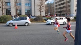 2013箱根駅伝10区20㎞地点・早稲田vs帝京、ラスト勝負まできょろきょろ見過ぎｗ [upl. by Ailati]