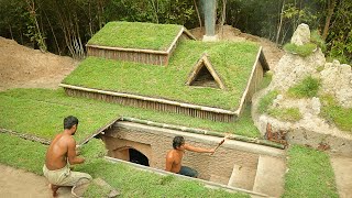 Building underground hut with grass roof amp fireplace with clay [upl. by Nev203]