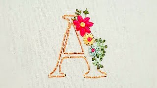 Floral Letter EmbroideryHand embroidery for beginners [upl. by Wileen448]