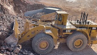 Huge Caterpillar 994 230 Tons Wheel Loader Loading Caterpillar 777F Dumpers  Samaras Mining Group [upl. by Attikin]